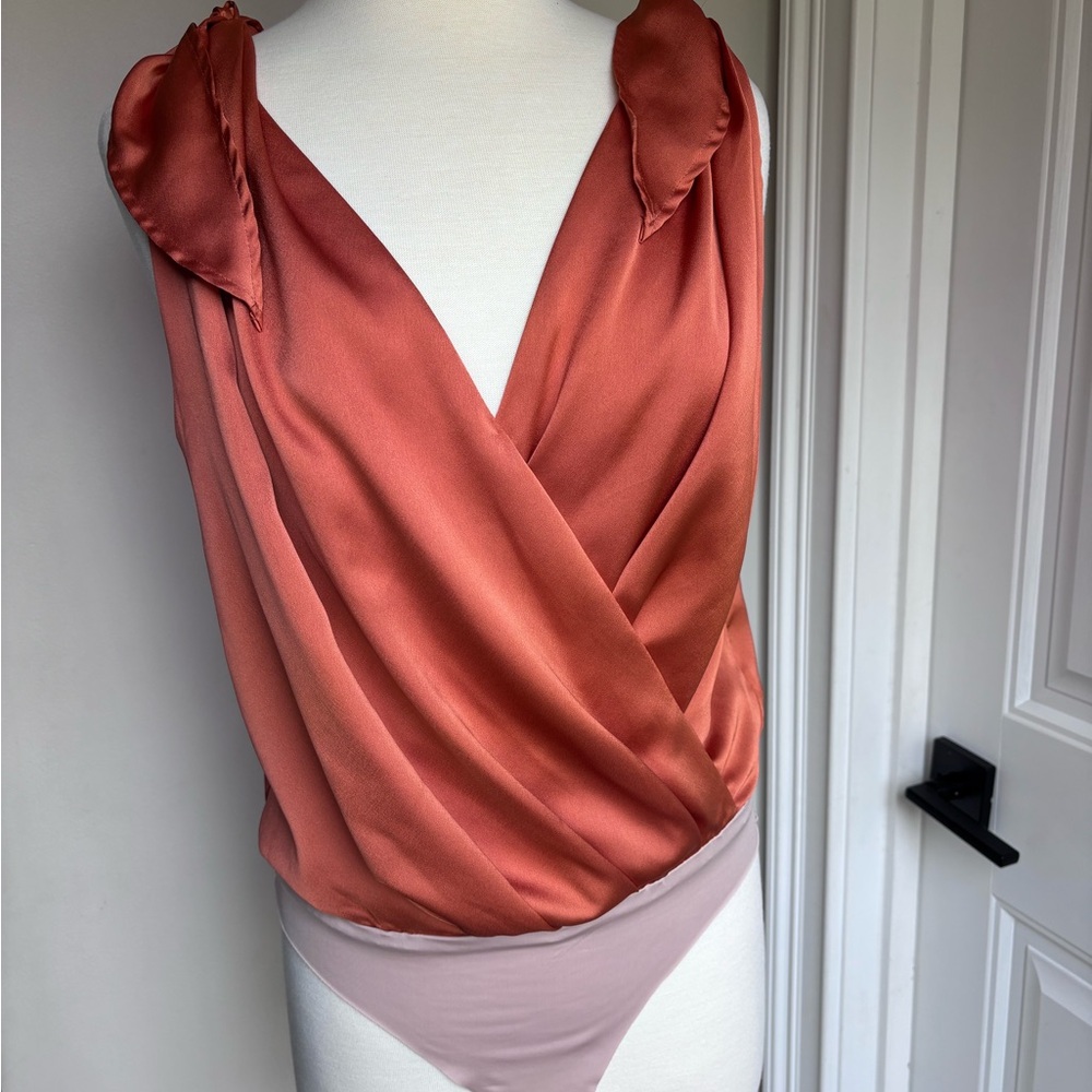 Elegant Rust Orange Wrap Top